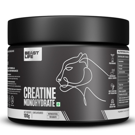 [BRSRAYILOANAOC3L] BeastLife Creatine Monohydrate Powder 100g (33 Servings) Unflavoured | Super Micronized for Fast Absorption | NABL Lab Tested | Boosts Strength & Athletic Performance