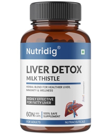 [BRSREA37C5YBS2YV] Liver Detox with Milk Thistle | Herbal Blend for Healthy Liver, Fatty Liver Support, Immunity & Wellness | 60 Veg Capsules