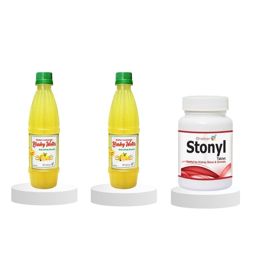 [BRSRAAQROUBRO233] Shelter Combe Pack, 60 Tablet And (400 ML) 2 Lemon Barley Water Juice For Kidney Stones