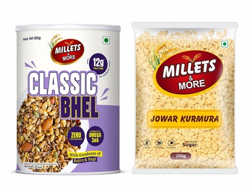 [BRSRYEARO4NQYHQ6] Millets & More Classic Bhel and Jowar Kurmura Combo Pack