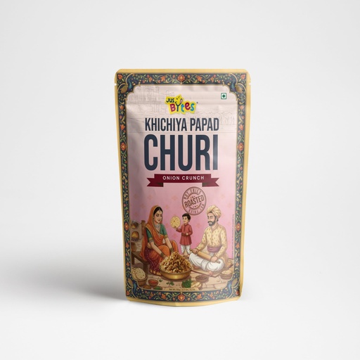[BRSRGBTYB4FR4CLG] Jusbytess Papad Khichiya Churi Roasted Snacks Onion Crunch | Crispy Indian Namkeen | Ready to Eat Tea Time Snacks | 90g