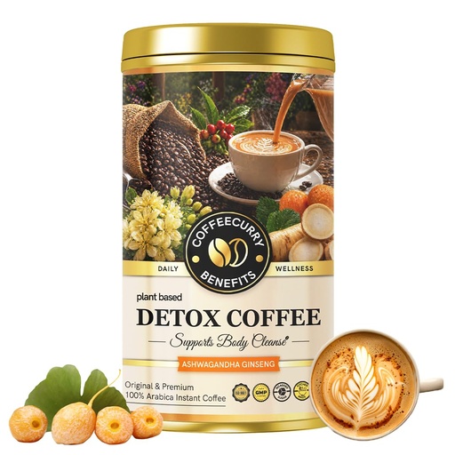 [BRSRAGARCUGR6HQ2] COFFEECURRY Detox Coffee Tin Can - (65 Grams, 1 Month Pack) Helps with Body Detox, and liver Cleansing | Instant Premium Arabica Coffee
