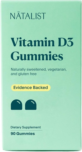 [BRSRMY36AENG22TK] NATALIST Vitamin D3 1000 IU (25mcg) Gummies High Potency Immune Health Support Supplement Daily Healthy Bone, Teeth & Muscle Formula for Women & Men - Vegetarian, Gluten-Free - 90 Gummies