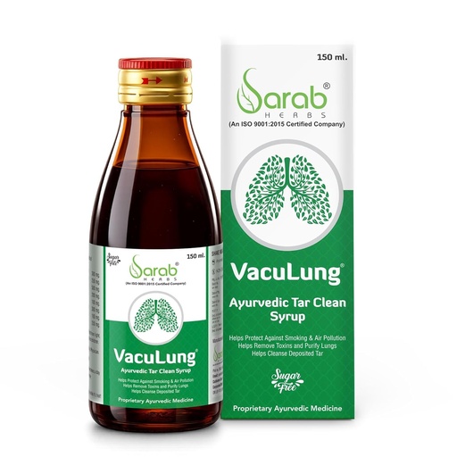 [BRSRYZD4C57GKHIV] Sarab Herbs VacuLung Ayurvedic Tar Clean Syrup | Supports Lung Health & Respiratory Wellness | Helps Remove Toxins Caused by Smoking & Air Pollution | Sugar Free Herbal Formula | 150 ml