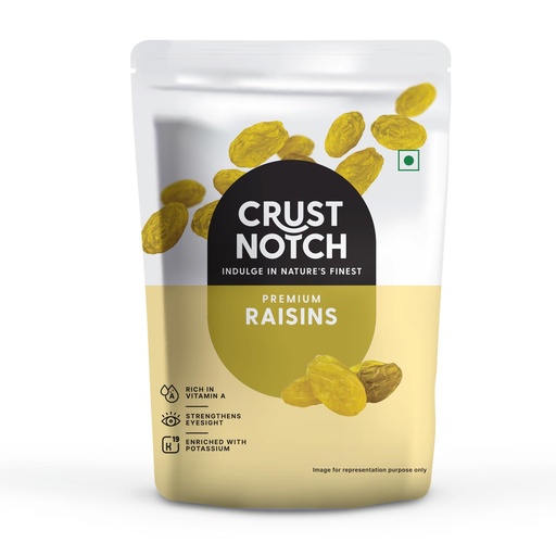 [BRSRAED4AR6QEETX] CrustNotch Raisins | Rich in Iron & Vitamin B Fibre & Potassium | Golden Kishmish | Dry Fruits | Healthy and Tasty Snacks | Dried Grapes | (450 gm)