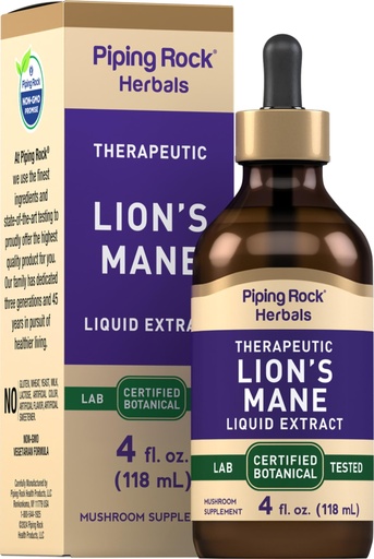 [BRSROHDYCMMGG2YZ] Piping Rock Lions Mane Tincture | 4 Fl Oz | Mushroom Extract Liquid Drops | Alcohol Free Supplement | Vegetarian, Non-GMO, Gluten Free