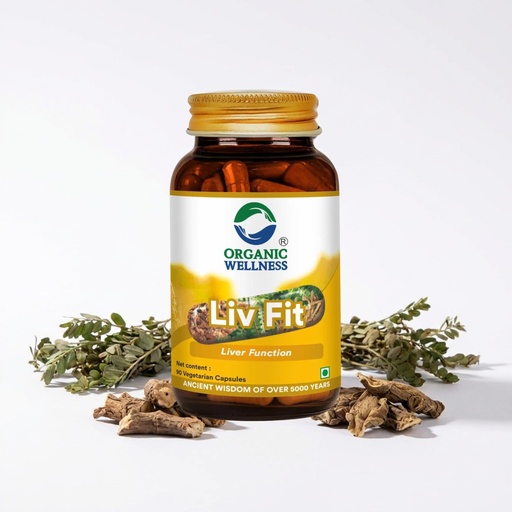 [BRSREEA3BYCWOET6] ORGANIC WELLNESS Natural Liv Fit Supplement Liver Detox Ayurvedic Medicine for Purify Liver Cells & Helps With Fatty Liver (90 N Veg Capsules)
