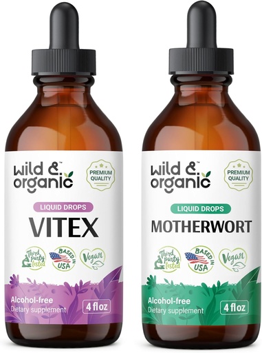 [BRSRAGITBMPBG3QY] Wild & Organic Vitex Tincture 4 fl oz & Motherwort Tincture 4 fl oz