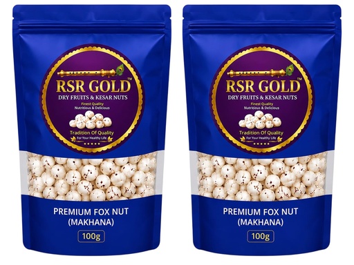 [BRSRYFQTDMFA4F3K] RSR GOLD Premium Makhana Fox Nuts, 200g, Whole Crunchy Natural Snack for Roasting, Fasting, Breakfast and Homemade Recipes