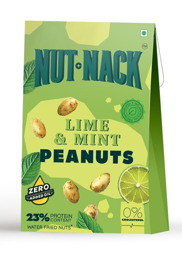 [BRSREFIRPIBWCE3K] NUTNACK | Lime And Mint Peanuts | Zero Added Oil Extra Crunch Peanut Snack With Tangy Lime And Refreshing Mint Flavour | Travel Friendly Ready To Eat Snack | 45g