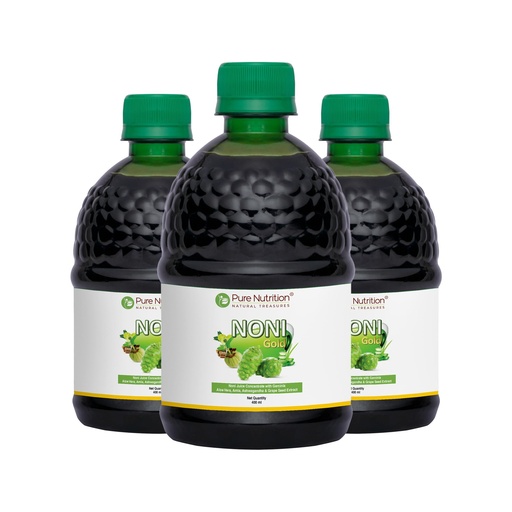 [BRSW2EICDMJWEAY3] Pure Nutrition Noni Gold Detox Juice | Body Detox Drinks for Cleansing Body With Garcinia, Aloe Vera, Amla, Ashwagandha & Grape Seed Extract | Supports Diabetes Care, Digestion, Immunity & Skin Health - 400ml (Pack of 3)