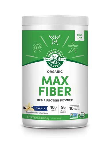 [BRSWIYACOV7WIELU] Manitoba Harvest Hemp Yeah Organic Max Fiber Protein Powder, Vanilla, 16oz, with 10g of Fiber, 9g Protein and 1.9g Omegas 3&6 per Serving, Preservative Free, Non-GMO, Packaging May Vary