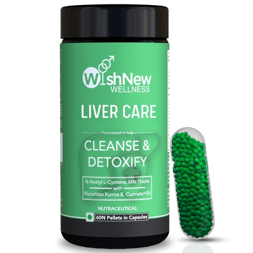 [BRSROHYTDN5GEF3L] WishNew Wellness Liver Care Supplement - Detox & Support with NAC, Milk Thistle, Picrorhiza, Curmate™ 95, Vitamins E & D2, 60 Caps | Fit Health Fatty Liver Care | Suitable for Men & Women