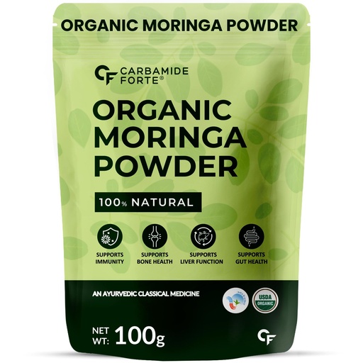 [BRSREZQNAQJROET6] Carbamide Forte 100% Organic Moringa Powder - Moringa Oleifera - USDA Certified | Moringa Leaves Powder | Moringa Powder Organic for Immunity, Digestion & Energy | Drumstick Leaves Powder - 100g