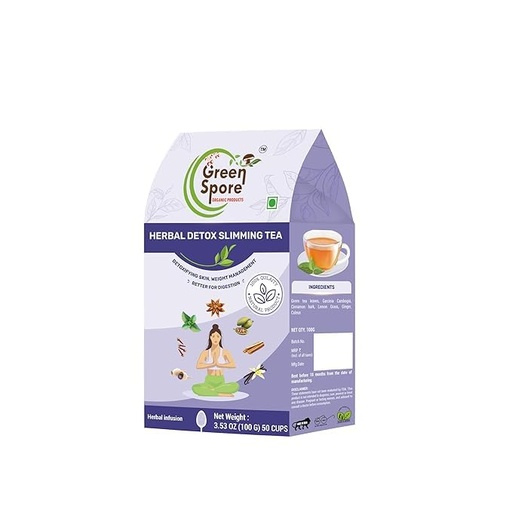 [BRSRYYIHDJ7QOF34] Herbal Detox Slimming Tea – 100g (50 Cups) – Natural Weight Management & Metabolism Booster – Detoxifying Skin & Digestion Support – Infused with Garcinia Cambogia, Lemongrass & Ginger