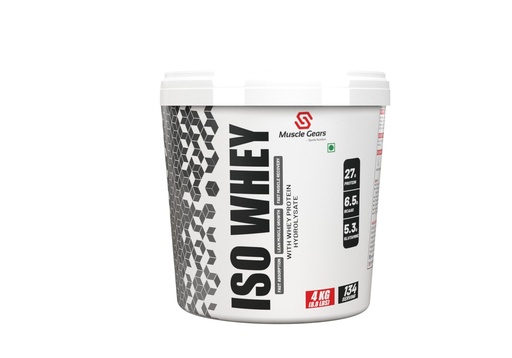 [BRSROGIBDMFAYH3J] Muscle Gears ISO Whey Protein | 27g Protein | 6.5g BCAAs | 5.3g Glutamine | Whey Protein Hydrolysate Formula | Fast Absorption & Muscle Recovery | Chocolate Flavor | 4kg (8.8 lbs)