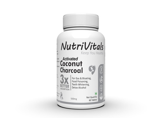[BRSRAZITPMFRGCYZ] Potentvalley Coconut Charcoal Tablets - Natural Activated Charcoal For Detoxification,Support Gas Relief, And Digestive Comfort - 60 Tablets 500Mg
