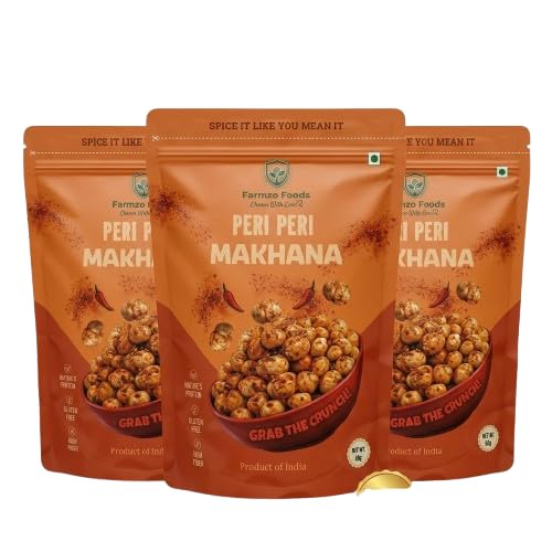 [BRSRYYIZDEPRAYDJ] Farmzo Foods Peri Peri Makhana | Pack of 3 X 50G | Crispy Roasted Fox Nuts | 150G