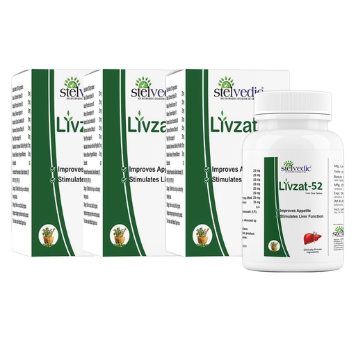 [BRSREH32BMGRE3LV] Livzat 52 Liver Kidney Care Tablet | Boosts Overall Energy & Immunity, Digestion For Men and Women (60 Tablets, Pack of 3)