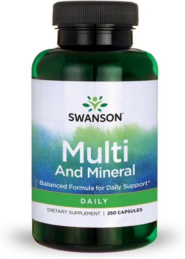[BRSWIYT7PMOGKCDI] Swanson Multi and Mineral Daily Men's Women's Multivitamin Multimineral Health Supplement 250 Capsules (Caps)