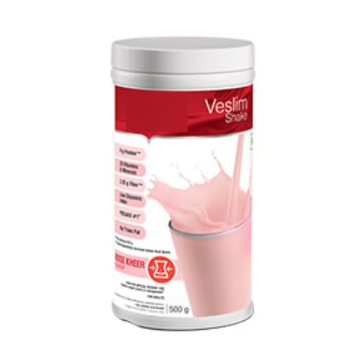 [BRSRYFT6DEJREH3F] Veslim Shake Rose Kheer Flavour, Meal Replacement, High Protein, 20 Vitamins & Minerals, 500g