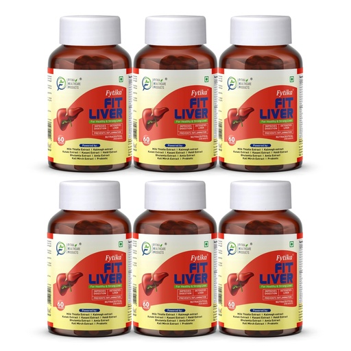 [BRSREZYLBEFRUDY7] Fytika Fit Liver | Liver Detox Supplement | Liver Detox with Milk Thistle, Kalmegh, Kutaki, Kasani, Haldi | For Men & Women | 360 Tablets (Pack of 6)
