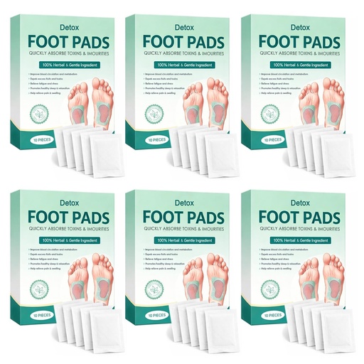 [BRSRYGT2DJ6B623X] (60 Pads) Herbal Detox Foot Pads for Toxin Removal | Bamboo Vinegar Foot Patches