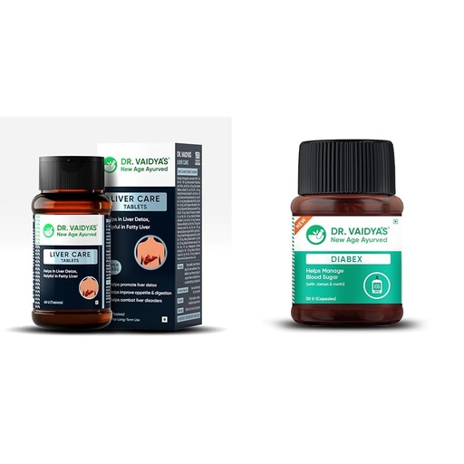 [BRSRYYADBYBWCHY6] Dr. Vaidya Liver Care Tablets | Ayurvedic Fatty Liver Support, Detox & Cleanse | Improves Liver He | Dr. Vaidya's Diabex Capsules | Helps Regulate Blood Sugar Levels | Ayurvedic Blend With The Goodne