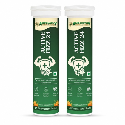 [BRSRYYL2OIAQEHLJ] Active Fizz Effervescent Tablets, Alkaline Detox and Immunity Booster, Digestive and Metabolism Support, Orange Flavour, 24 Tablets