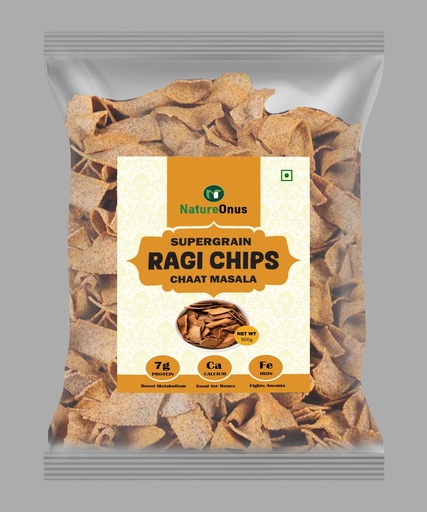 [BRSRAHATB55BQETA] NatureOnus Ragi Chat Masala Chips 500gms | Gluten Free Finger Millets | Perfect Snacking Chips- Made with Ragi (Finger) | Millet-based Snacks | High Protein Snacks | High Fiber | Light & Crispy