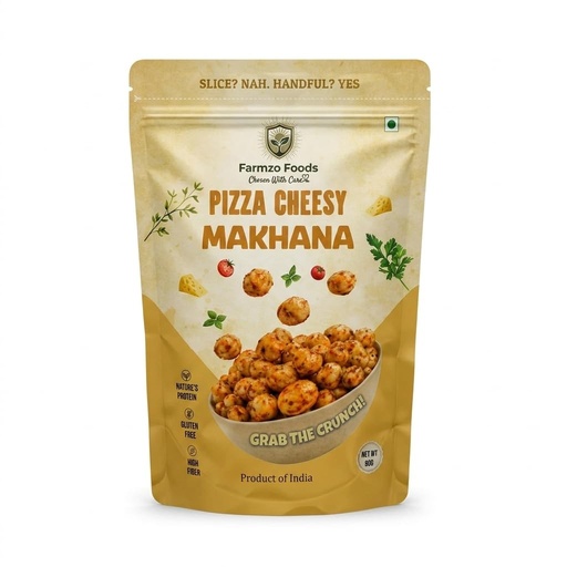 [BRSRYYIZCQBRU3Y7] Farmzo Foods Pizza Cheesy Makhana | Crispy Roasted Fox Nuts | 50G