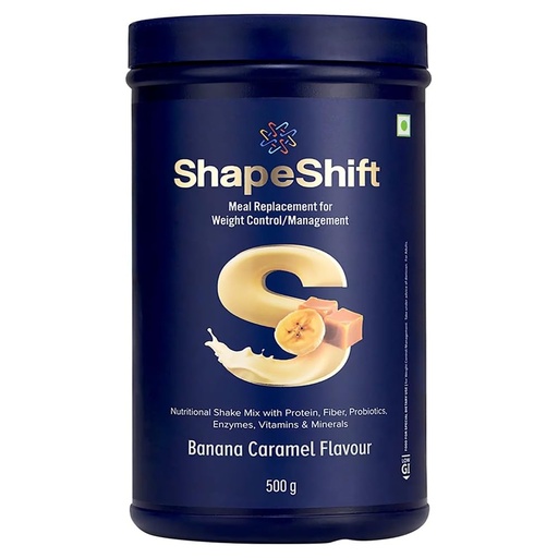 [BRSRYZQ7AAHR6HTH] ShapeShift Meal Replacement Shake, Banana Caramel Flavour, with Protein, Fibre, Probiotics, Enzymes, Vitamins & Minerals, 500 g