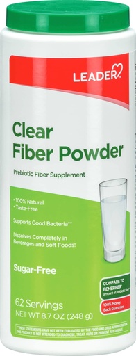 [BRSRMZAOBZ7WGD3B] Leader Prebiotic Fiber Supplement Powder for Digestive Health, 100% Natural Daily Fiber Powder, Sugar-Free, Taste-Free, Gluten Free, Non-GMO, Unflavored, 62 Servings (8.7 OZ) (Pack of 1)