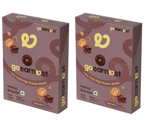 [BRSRYED5OIFAIADH] Goearnest Walnut Brownie Low Carb, High Protein Snack | 9g Protein, 5g Net Carbs | No Added Sugar, High Fibre, Gluten Free | 30g, Pack of 2