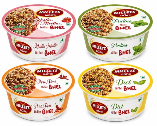 [BRSRYEL2BMIQGA3P] Millets & More Millet Bhel Combo Pack of 4 Flavours 65g Each