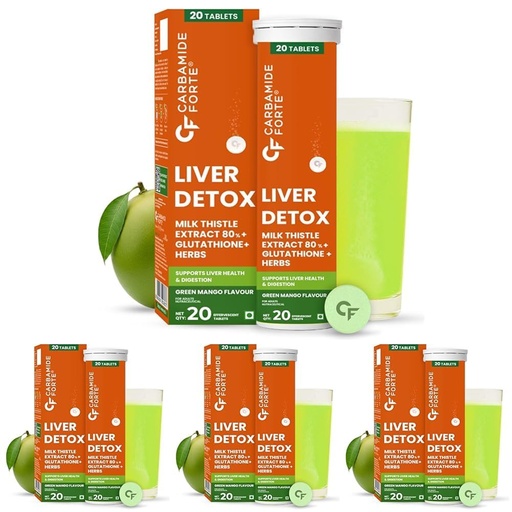 [BRSRGHQPCMIGEE3Z] Carbamide Forte Liver Detox Tablets | Fatty Liver Detox Supplement | Clinically Researched Ingredients | Just Drop, Dissolve, Fizz & Drink - 20 Effervescent Tablet (Pack of 4)