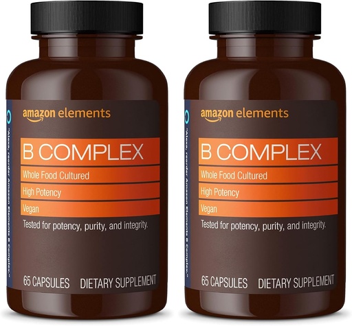 [BRSRAGT7AF4BGHI4] Elements B complexos, alt Potència, 83% Cultura sencera d'aliments, suport i metabolisme normal, Vegan, 65 Capsules, 2 de mes (Packling Mayary) (Pack of 2)