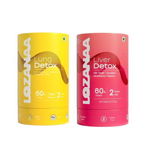 [BRSRGBIEB55BE3Y7] Complete Body Detox Combo | Liver Detox + Lung Detox Supplement | Supports Liver Health, Breathing & Immunity | Daily Detox for Pollution, Smoking & Urban Lifestyle Support