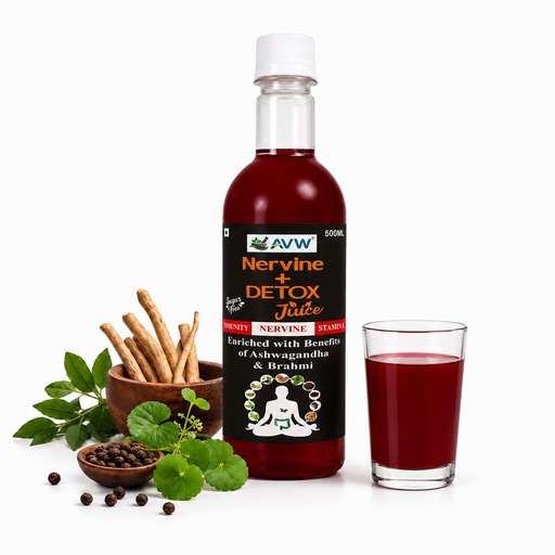 [BRSREBDQAUBAEFLA] AVW Nervine Plus Detox Juice 500ml – Herbal Detox Cleanser for Liver, Blood & Nerves | Boosts Energy, Immunity & Mental Health Naturally | Blood Purifire , Body Detox Drink , Liver Cleanser , Immunity Booster Juice