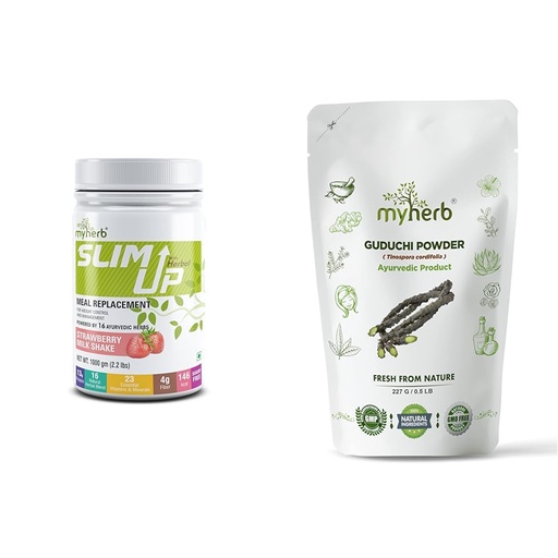 [BRSRGCY2CB5AAFD6] MYHERB Slim Up Meal Replacement Shake With 16 Natural Herbal Blend(Ayurvedic Formula) For Weight Control&Management-13.5g Protein-23 Vitamins Men&Women (Strawberry Milk Shake, 1 kg (Pack of