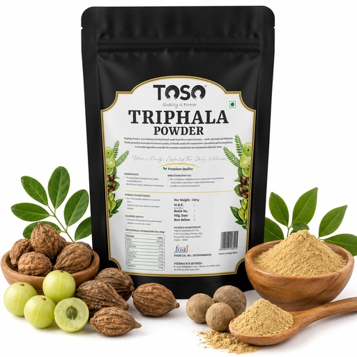 [BRSRYZL3CIGQGEQ4] TOSO 100% Pure Triphala Powder 250g | Edible Ayurvedic Churna for Digestion, Gut Health & Detox | Blend of Amla, Haritaki & Bibhitaki | Pack of 1