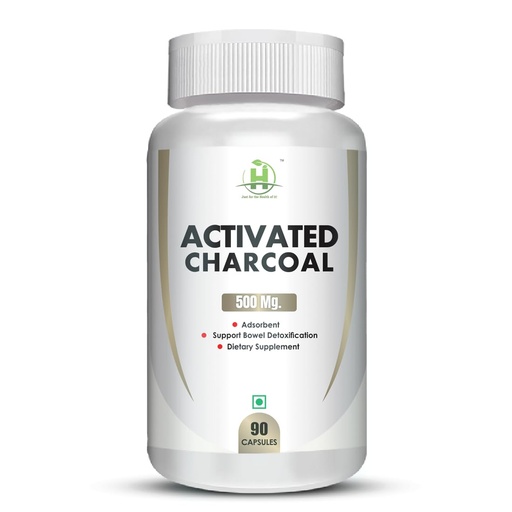 [BRSROBQDDEDWEALD] Healthy Nutrition - Just for the Health of it Activated Charcoal -500 Mg Veg 90 Capsules Support Bowel Detoxification for Men & Women