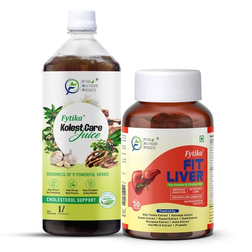 [BRSRGBAZCB6AGAL5] Fytika Fit Liver Detox 30 Tablets + Kolest Care Juice 1L Combo | Liver Detox Supplement Improves Digestion, Cholesterol Support Herbal Juice for Liver Health Adults Men Women