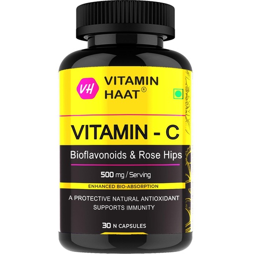 [BRSRYEIDPMJWYCL7] Vitamin C Supplement 500mg Capsules with Citrus Bioflavonoids & Rose Hips, Amla | Immune Support, Antioxidant Protection & Collagen Formation | Natural Vitamin C for Men & Women | 30 Capsules by VitaminHaat