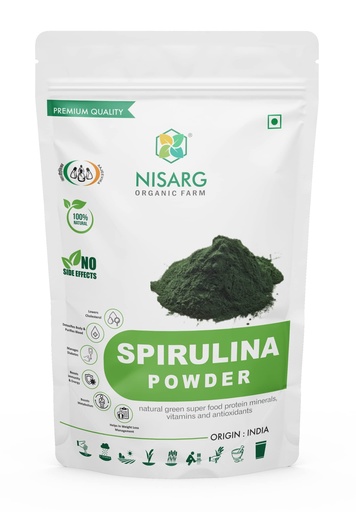 [BRSRMBQNAQCAI3IU] NISARG ORGANIC FARM Pure Spirulina Powder Protein Algae Superfood Supplement Organically Grown Detoxifying Supplement Supports Weight Management Boosts Immunity Men & Women Vitamins Minerals