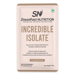 Steadfast Nutrition Incredible Isolate Chocolate Protein 900gm, 30 Sachets, 25g Protein Muscle growth Strength Immunity