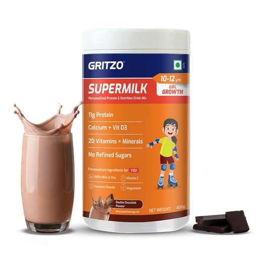 [BRSW22Y3CF5W22DA] Gritzo SuperMilk Growth (10-12y Girl), Double Chocolate, 400g