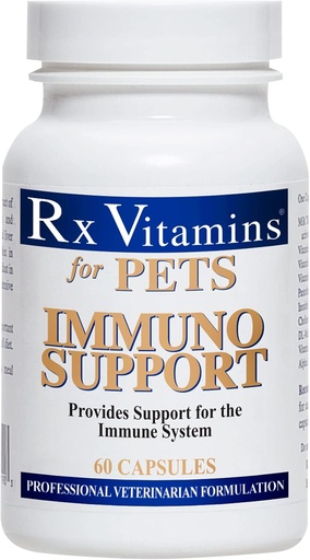 [BRSWKFIFON4BK3DK] Rx Vitamins for Pets Immuno Support for Dogs & Cats - Immune System Support - Help Brain Function Bones Muscles Stress & Aging - 60 Capsules