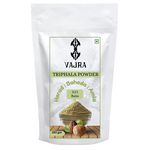 [BRSRGGQPOBYBEADG] Vajra Triphala Powder, 100% Organic Amla Baheda Harad, 3:2:1 Ratio, Ayurvedic Digestive & Detox Supplement, 150 gm (pack 1)