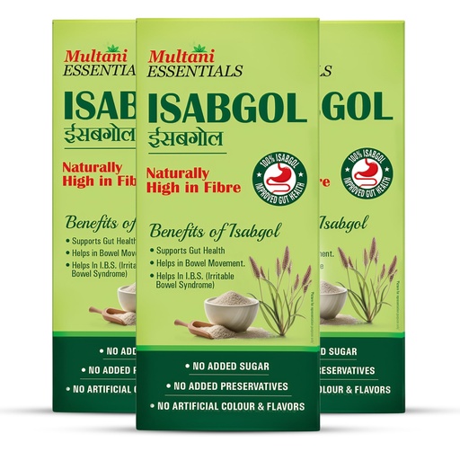 [BRSRGZAFOUIWE2TG] Multani Essentials Isabgol | Psyllium Husk Powder - 100gm (Pack of 3) | For Gut Health And Irritable Bowel Syndrome | Effectively Relieves Constipation | Fibre Supplement For Digestion | Chemical Free | No Added Sugar Or Artificial Flavour